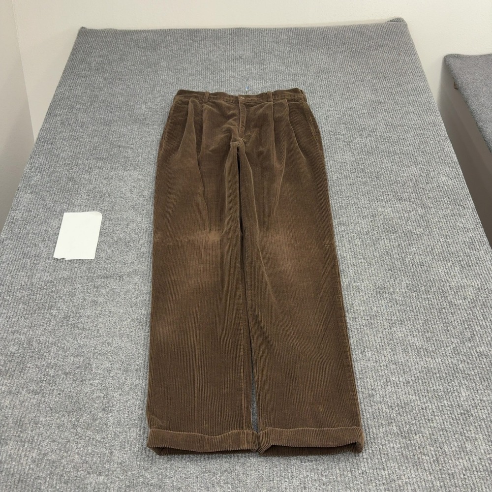Jos A Bank Pants Mens 32x32 Brown Cotton Corduroy Pleated Trousers Classic